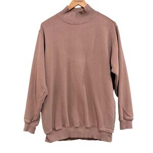 Aerie Womens XS Mock Neck Oversized Sweatshirt Mauve Brown Fleece Pullover